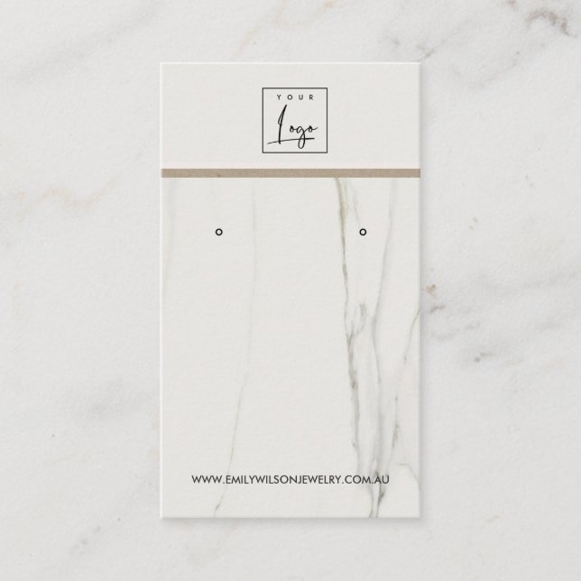 CARTE DE VISITE CALACATTA MARBRE TEXTURE STUD EARRÊT AFFICHAGE (Devant)