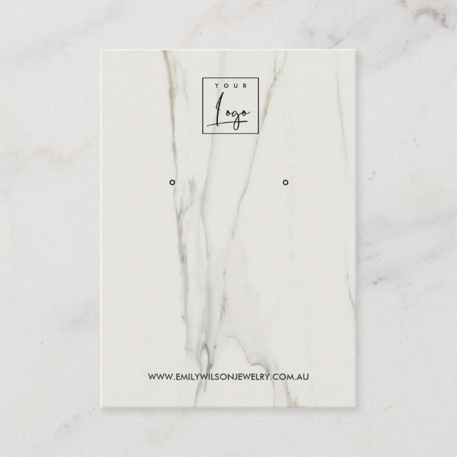 CARTE DE VISITE CALACATTA MARBRE TEXTURE STUD EARRÊT AFFICHAGE (Devant)