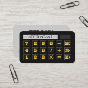 Carte De Visite Calculateur noir d'or et de gris comptable fiscal 