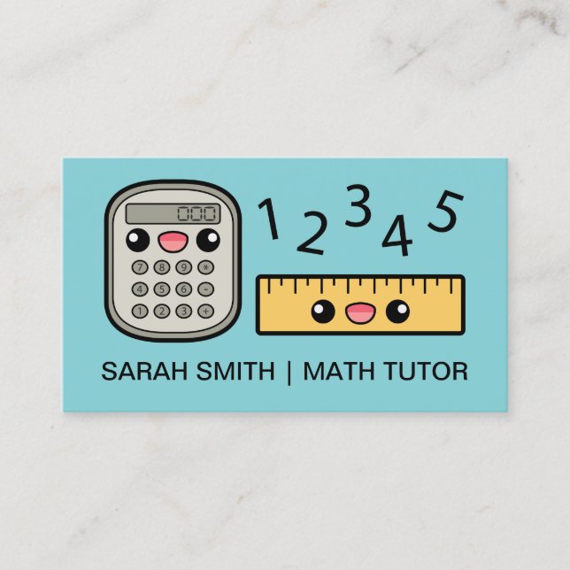Carte De Visite Calculatrice Mignonne et Règle Prof de Maths (Devant)