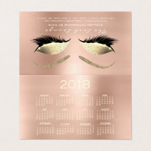 Carte De Visite Calendrier 2018 Beauté Studio Lashes Rose Eyes