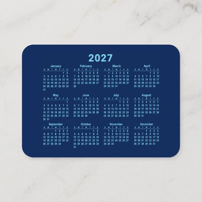Carte De Visite Calendrier 2027 (Dos)
