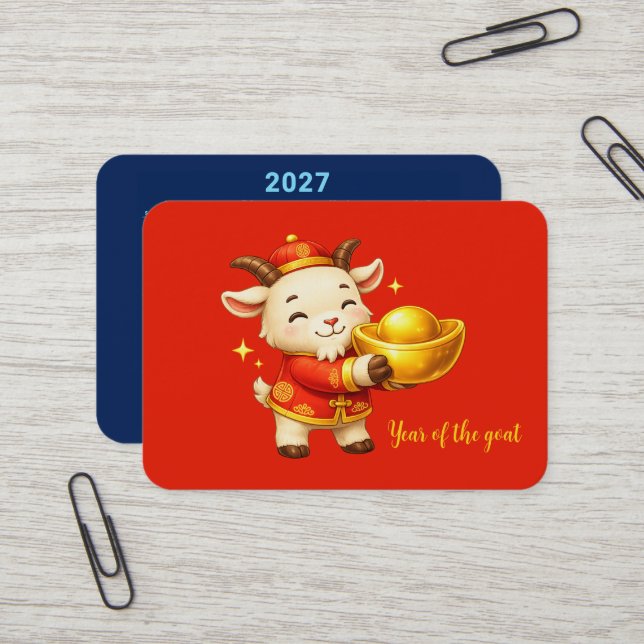 Carte De Visite Calendrier année de la chèvre 2027 (Devant/Arrière en situation)