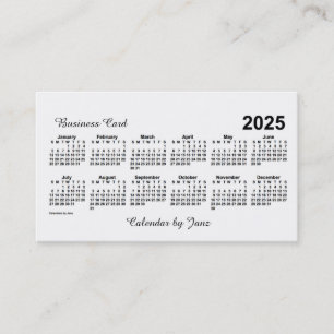 Carte De Visite Calendrier blanc 2025 par Janz