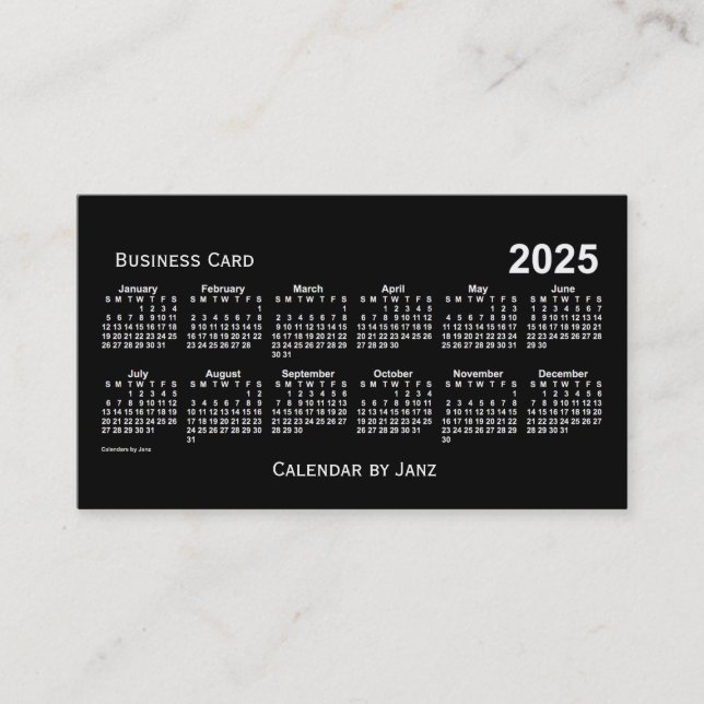 Carte De Visite Calendrier blanc Neon 2025 par Janz (Devant)