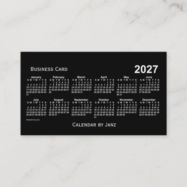 Carte De Visite Calendrier blanc Neon 2027 par Janz (Devant)