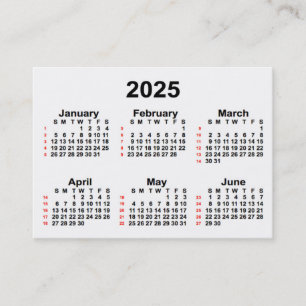 Carte De Visite Calendrier de 52 semaines 2025 blanc par Janz Cart