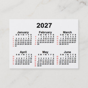 Carte De Visite Calendrier de 52 semaines 2027 blanc par Janz Cart