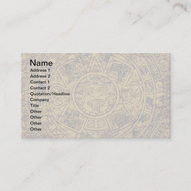 Carte De Visite Calendrier de pierre solaire aztèque vieilli (Devant)