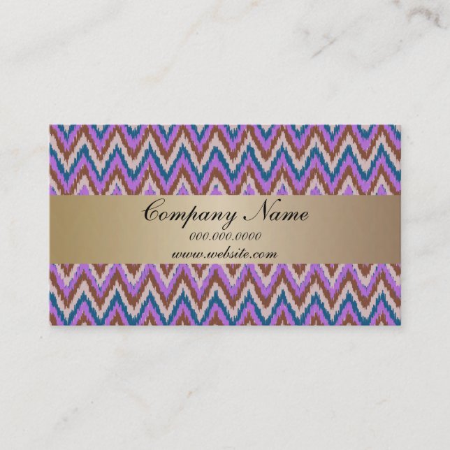 Carte De Visite Calendrier Indigo Ikat ZigZag Pocket 2019 (Devant)