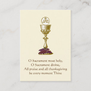 Carte De Visite Calice de l'Eucharistie Religieux Catholique Commu