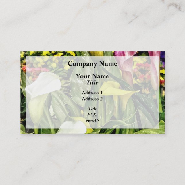 Carte De Visite Calla Lilies et Pensées (Devant)