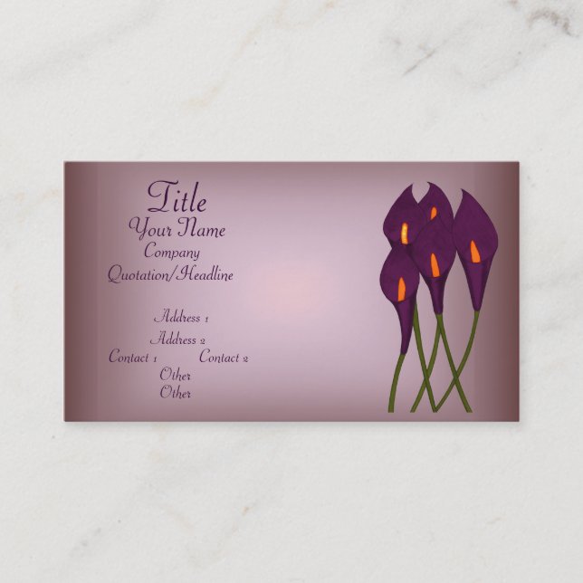 Carte De Visite Calla Lilies (Violet) (Devant)