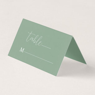 Carte De Visite Calligraphie blanche minimaliste sur Sage Green