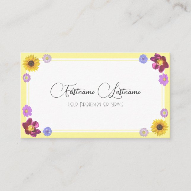 Carte De Visite Calligraphie de la variété de fleurs mariages flor (Devant)