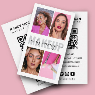 Carte De Visite Calligraphie de maquillage moderne Script Photo Co