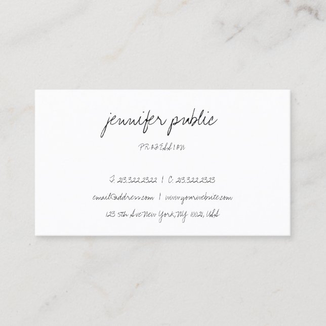 Carte De Visite Calligraphie de mignonne Texte moderne Simple tend (Devant)