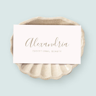 Carte De Visite Calligraphie de script manuscrite rose simple