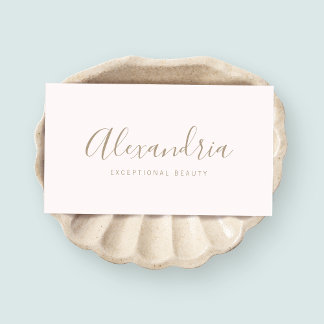 Carte De Visite Calligraphie de script manuscrite rose simple