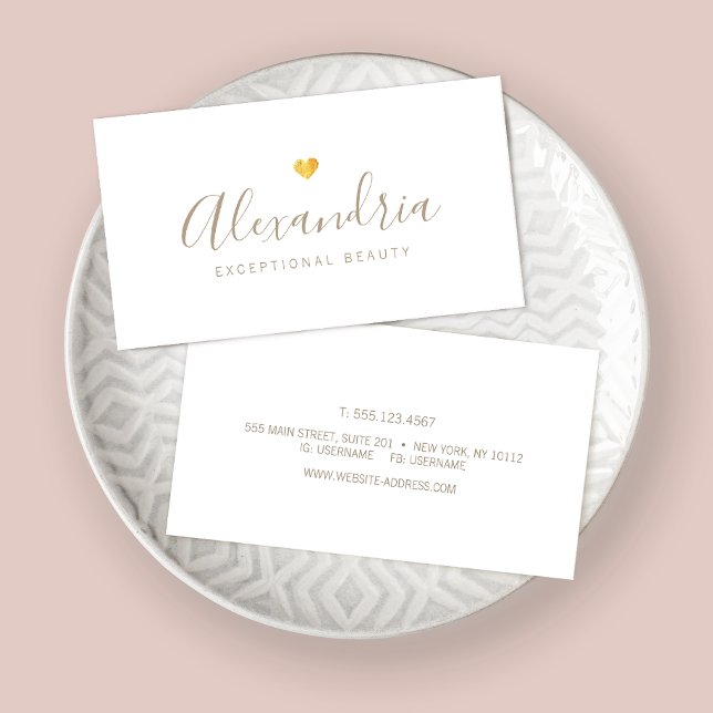 Carte De Visite Calligraphie manuscrite de script Gold Heart (Créateur téléchargé)