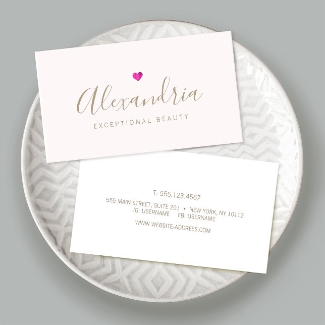 Carte De Visite Calligraphie manuscrite de script simple rose (Créateur téléchargé)