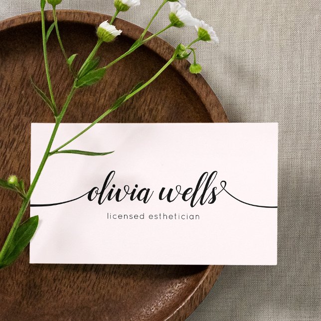 Carte De Visite Calligraphie manuscrite simple rose clair (Créateur téléchargé)