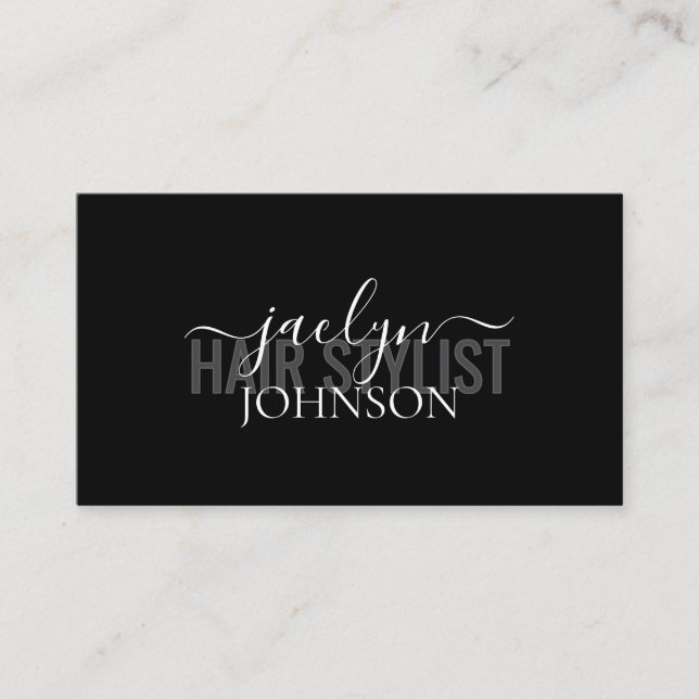 Carte De Visite Calligraphie minimale sur mesure blanc gris noir (Devant)