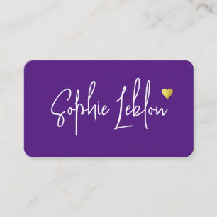 Carte De Visite Calligraphie minimaliste Élégante Coeur pourpre