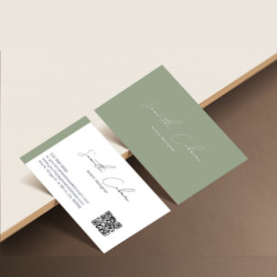 Carte De Visite Calligraphie minimaliste Whimsical Sur Sage Green