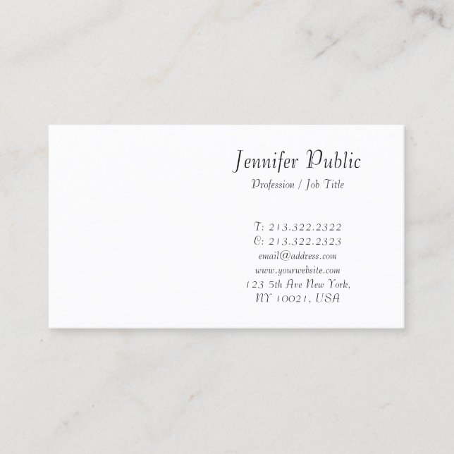 Carte De Visite Calligraphie moderne élégante design épuré (Devant)