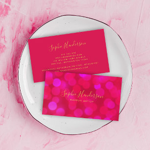 Carte De Visite Calligraphie Moderne Tendance Lumières Bokeh Roses