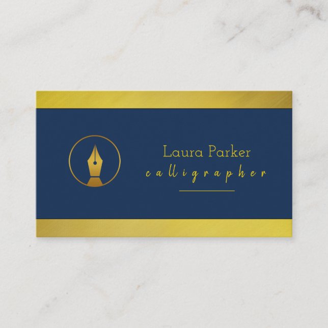 Carte De Visite Calligraphie Nib Gold Freelance Writer Agent (Devant)