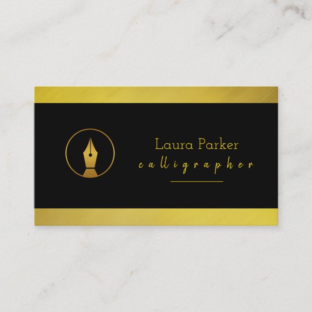 Carte De Visite Calligraphie Nib Gold Freelance Writer Agent (Devant)