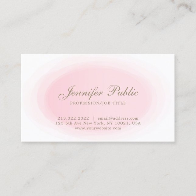 Carte De Visite Calligraphie Or rose manuscrit Script tendance (Devant)