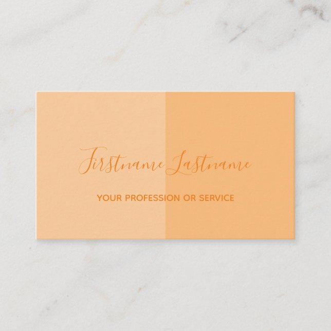 Carte De Visite Calligraphie orange fraîche divisée en deux tons (Devant)