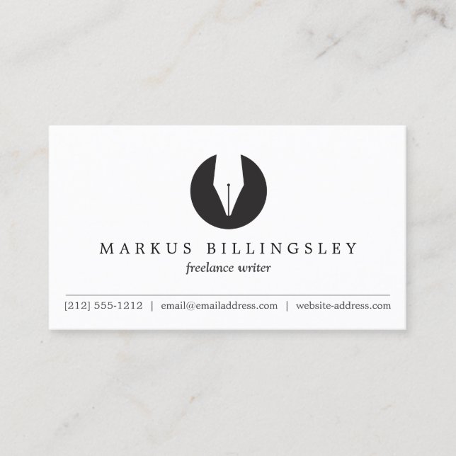 Carte De Visite CALLIGRAPHIE PEN NIB LOGO 3 pour auteurs ou écriva (Devant)