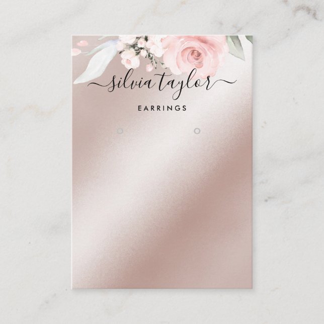 Carte De Visite Calligraphie Rose Gold Floral Earche (Devant)