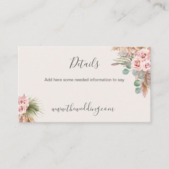 Carte De Visite Calligraphie Rustique Boho Floral Mariage Website  (Devant)