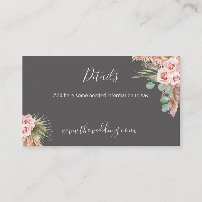 Carte De Visite Calligraphie Rustique Boho Floral Mariage Website  (Devant)