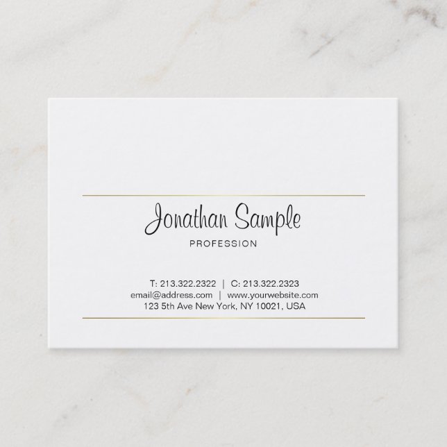Carte De Visite Calligraphie Script Or Design élégant Luxe (Devant)
