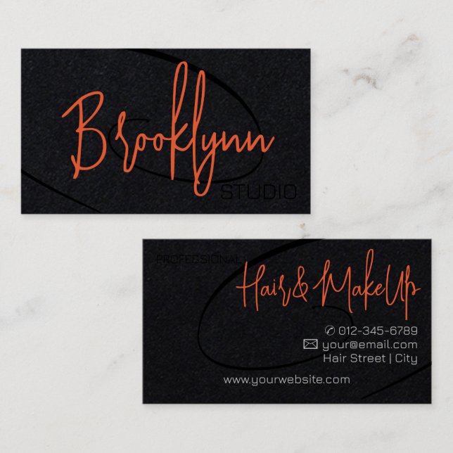 Carte De Visite Calligraphie Signature Professional Coiffure Studi (Devant / Derrière)