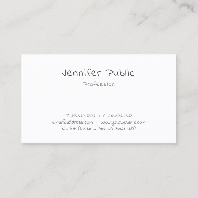 Carte De Visite Calligraphie Simple Professionnel Élégant Modèle (Devant)