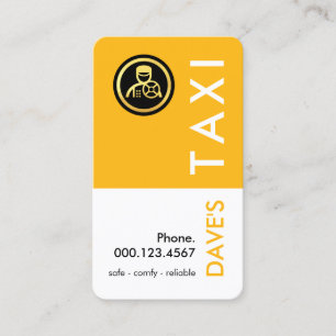 Carte De Visite Calque de taxi jaune rétro simple