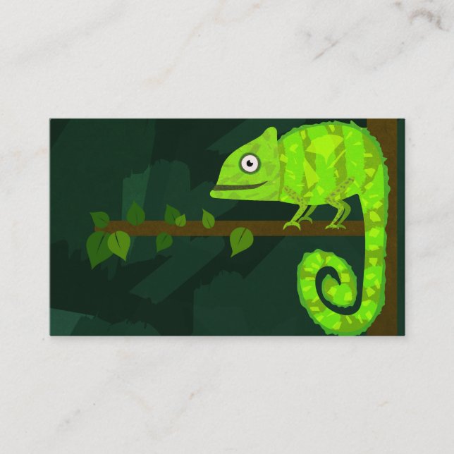Carte De Visite Caméléon mignon vert (Devant)