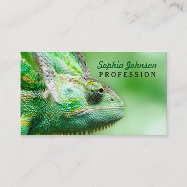 Carte De Visite Caméléon vert merveilleux de reptile (Devant)
