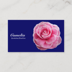 Carte De Visite Camelia rose - bleu marine 000066