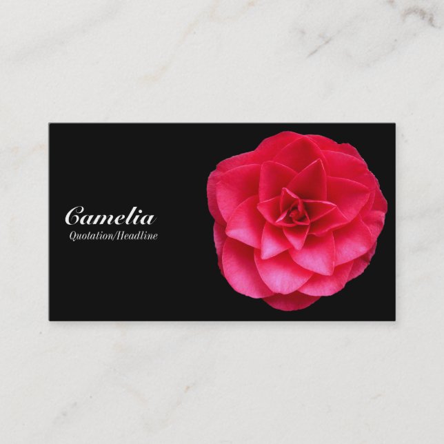 Carte De Visite Camélia Rouge - Noir et Gris foncé (Devant)