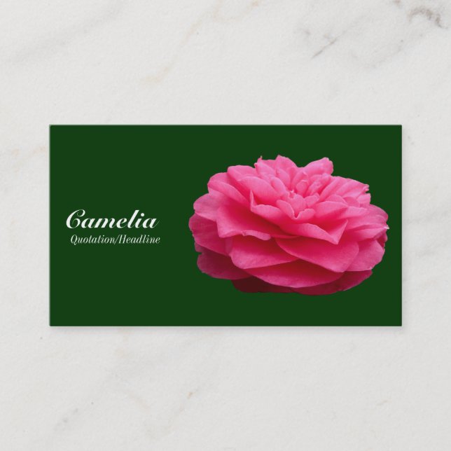 Carte De Visite Camélie rouge - Vert foncé 003300 (Devant)