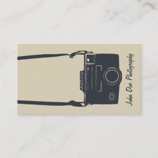 Carte De Visite Camera Beige Stylish Retro Blue Photographie