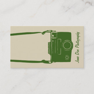 Carte De Visite Caméra de cinéma élégante Beige et Green Retro